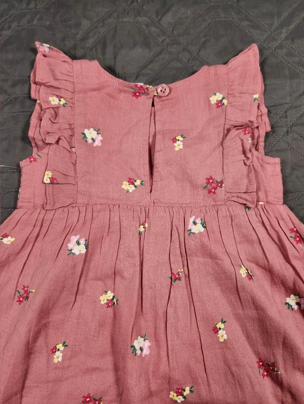 Old Navy pink baby dress sleeveless silhouette ruffled shoulder 6-12M NWT